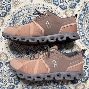 On Cloud 5 Waterproof Women's Running Shoes Sneakers Pink Gray USW9